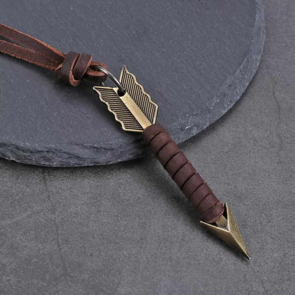 WorldNorse Vintage Arrow Finn Lederhalskette