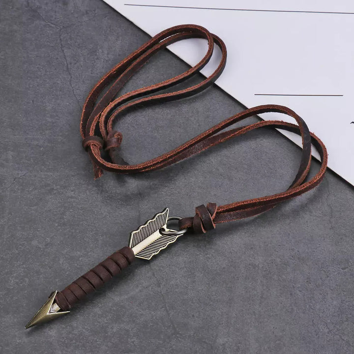 WorldNorse Vintage Arrow Finn Lederhalskette