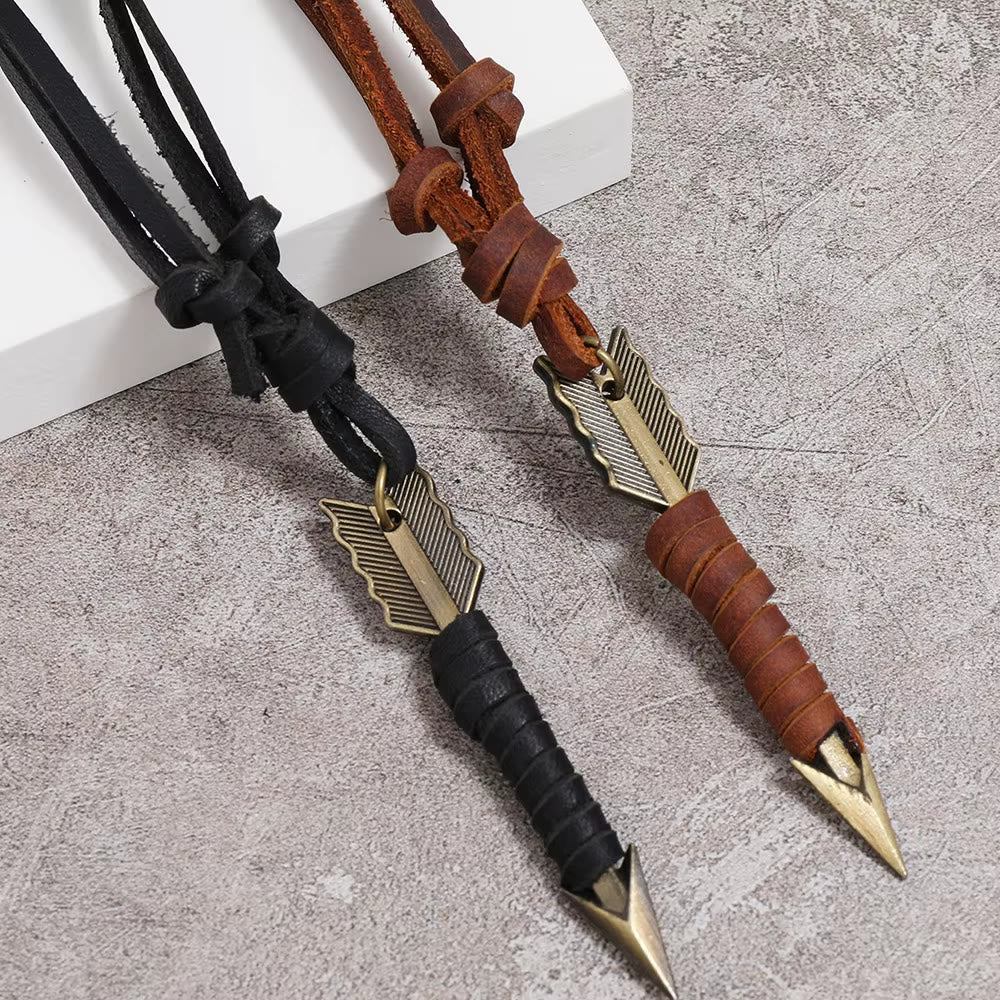 WorldNorse Vintage Arrow Finn Lederhalskette