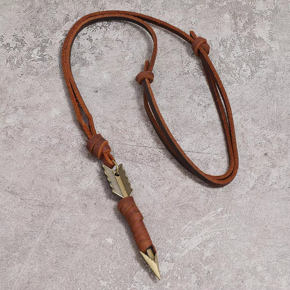 WorldNorse Vintage Arrow Finn Lederhalskette