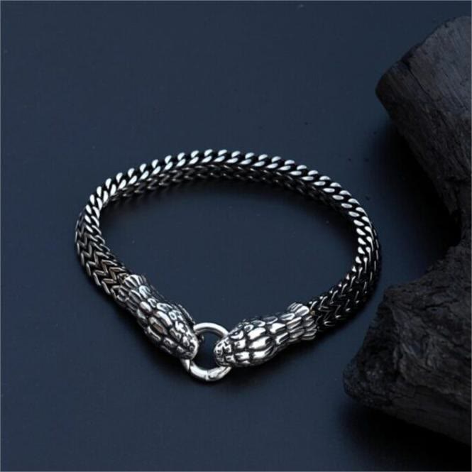 WorldNorse Doppel-Schlangenkopf-Armband für Herren