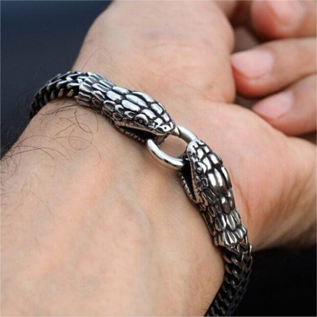WorldNorse Doppel-Schlangenkopf-Armband für Herren