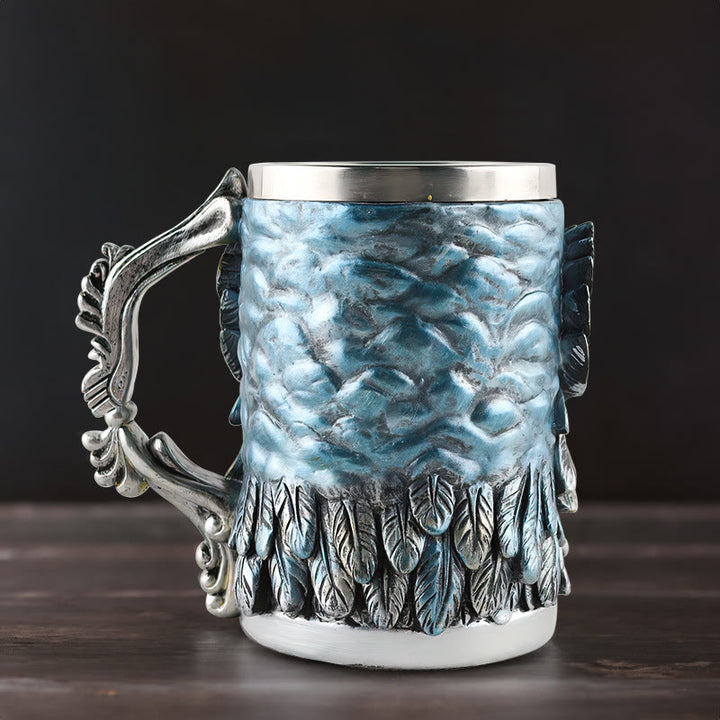 WorldNorse Feder Totenkopf Bier Kaffeebecher