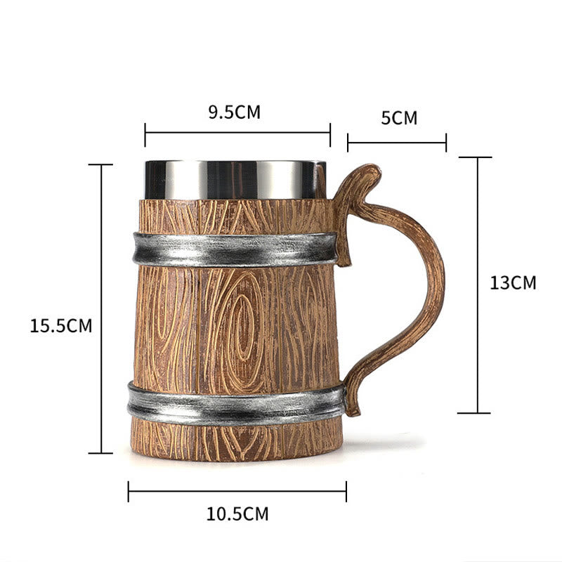 WorldNorse Bierkrug mit Holzmaserung, 590 ml