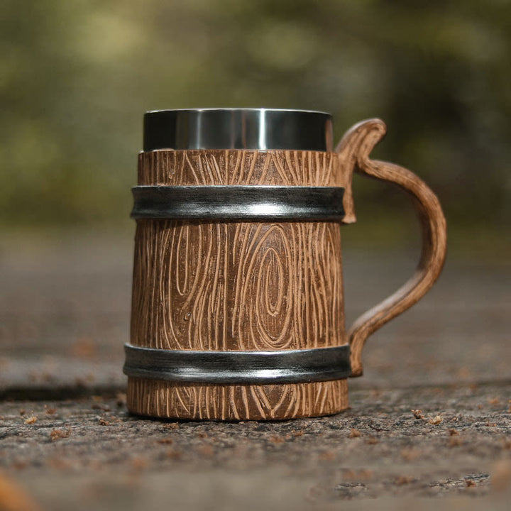 WorldNorse Bierkrug mit Holzmaserung, 590 ml