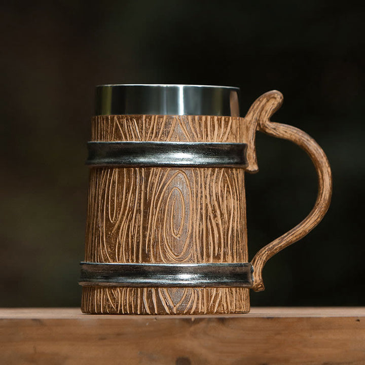 WorldNorse Bierkrug mit Holzmaserung, 590 ml