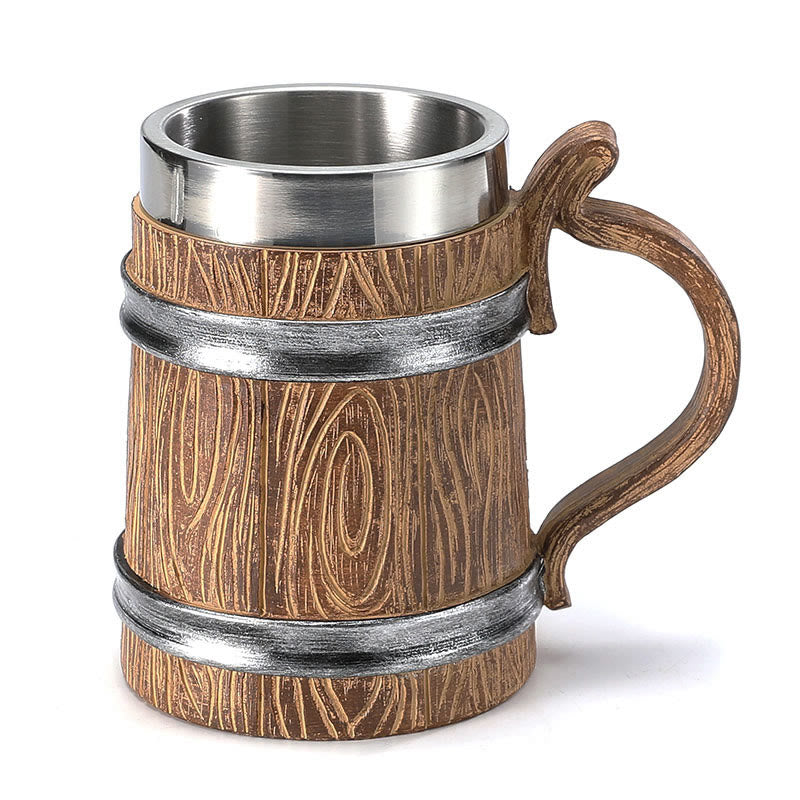 WorldNorse Bierkrug mit Holzmaserung, 590 ml