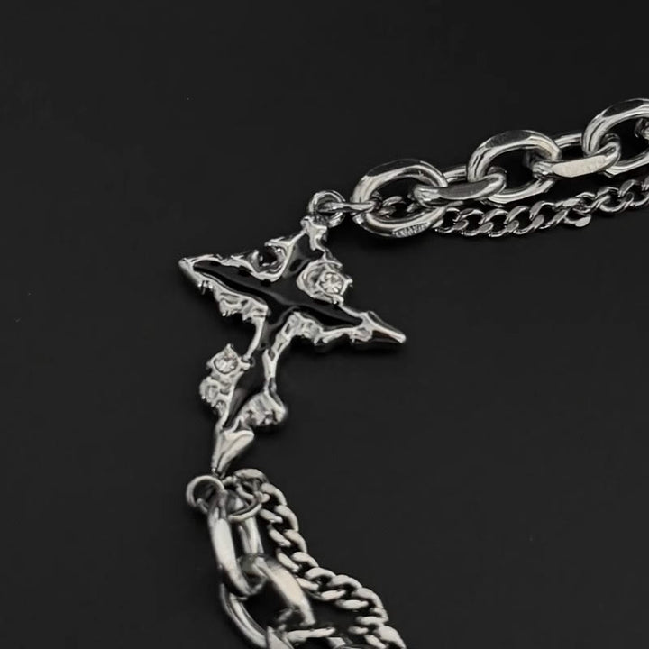WorldNorse Darkness Cross Kabelkettenarmband