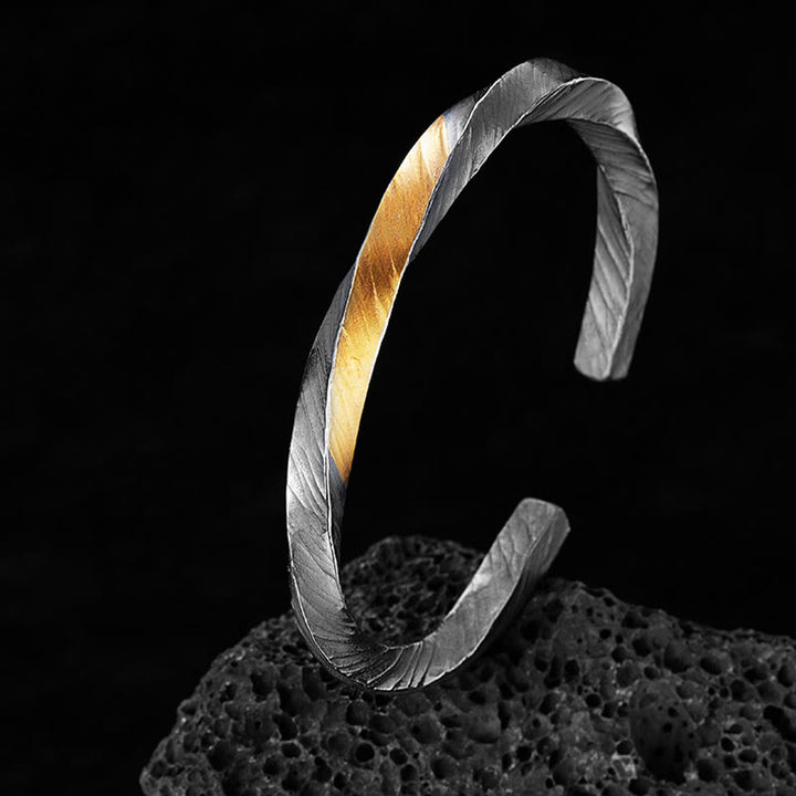 WorldNorse Handgefertigtes Armband aus 999er Silber mit fließender Feuereinlage - Schwarzes Gold - 18 cm - NEIN DANKE - image 0