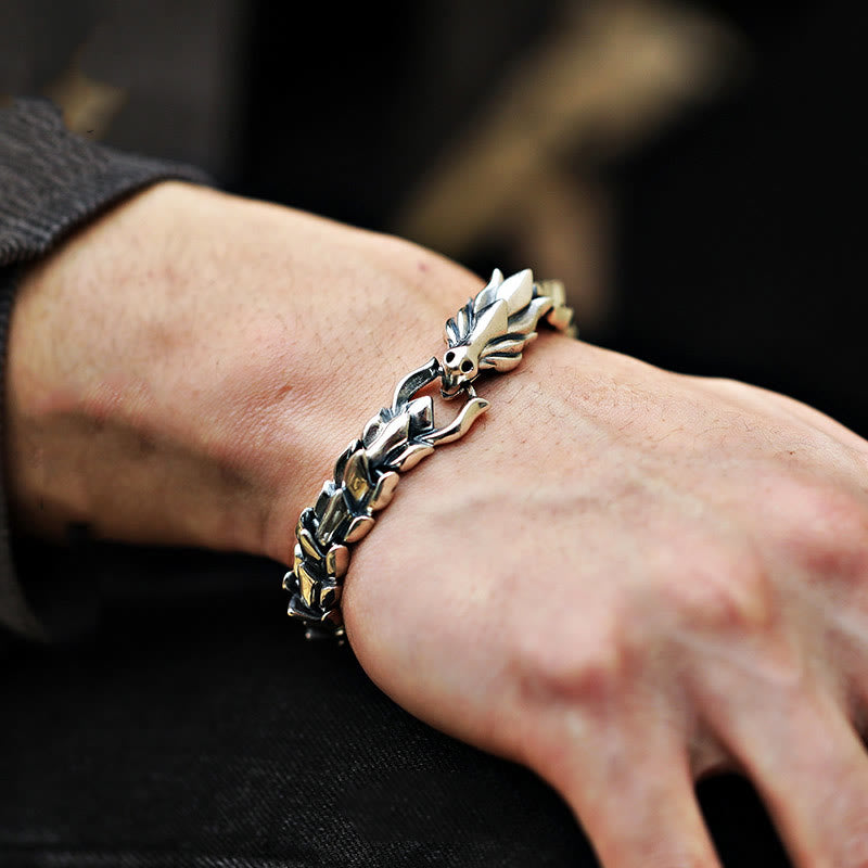 WorldNorse 925 Sterling Silber Schutzkraft Drachenarmband