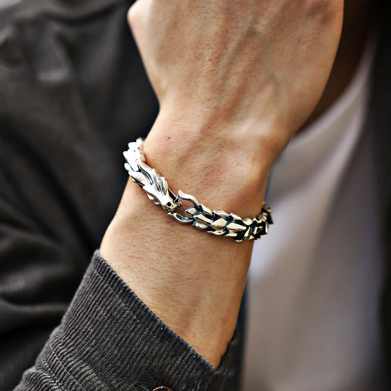 WorldNorse 925 Sterling Silber Schutzkraft Drachenarmband