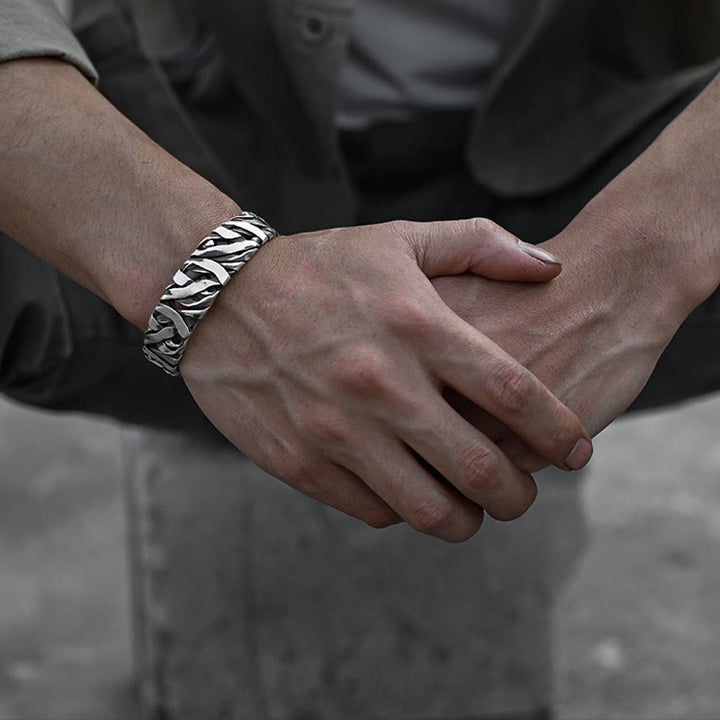 WorldNorse 925 Sterling Silber Kunstgeflochtenes Armband