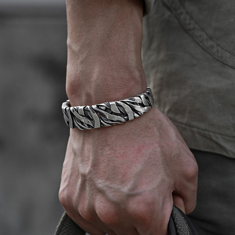 WorldNorse 925 Sterling Silber Kunstgeflochtenes Armband