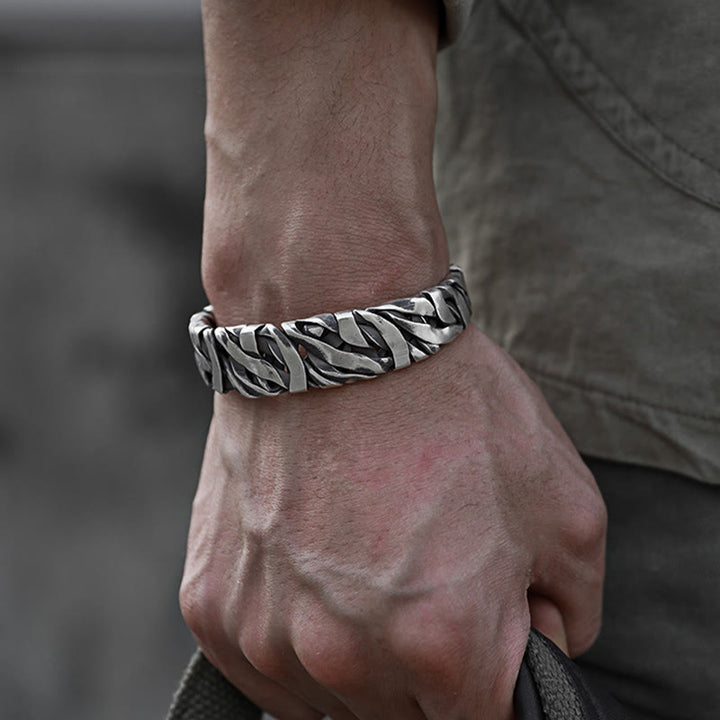WorldNorse 925 Sterling Silber Kunstgeflochtenes Armband