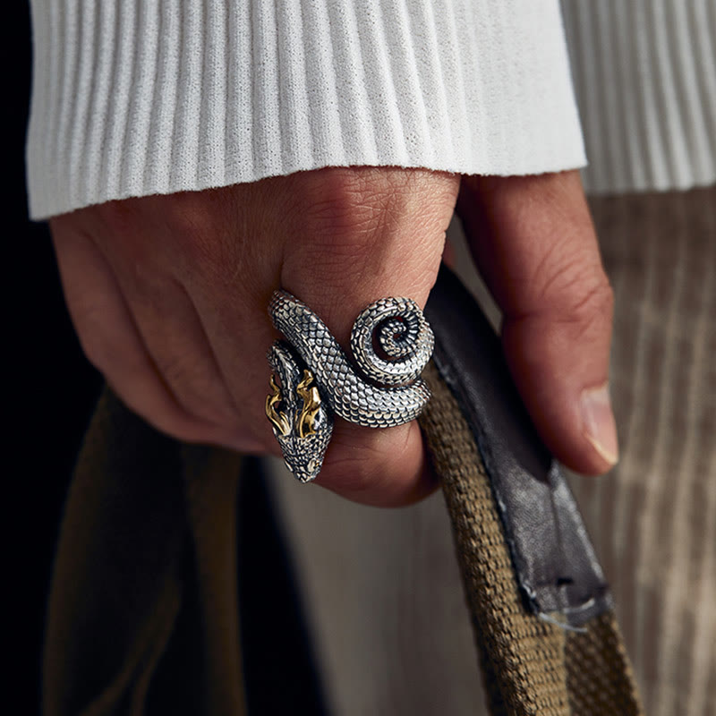 WorldNorse handgefertigteshandgefertigtes925er Silber Schlangenring Jormungandr - image 1