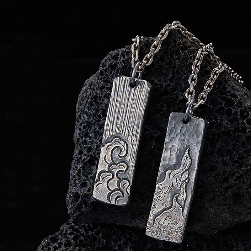 WorldNorse handgefertigtes 925er Silber Wellen Feuer Halskette - image 2