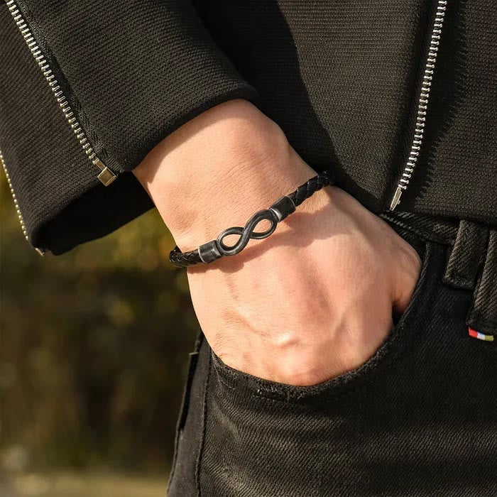 WorldNorse Infinity Geflochtenes Lederarmband im Vintage-Stil