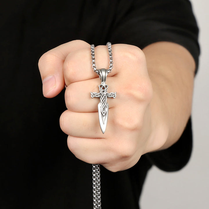 WorldNorse Halskette mit nordischem Keltischer Knoten und Kreuz und Speer