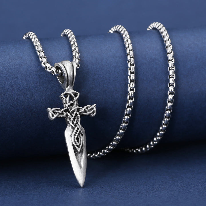 WorldNorse Halskette mit nordischem Keltischer Knoten und Kreuz und Speer
