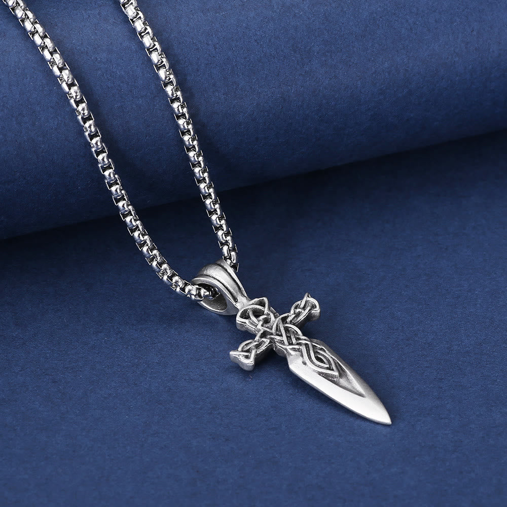 WorldNorse Halskette mit nordischem Keltischer Knoten und Kreuz und Speer