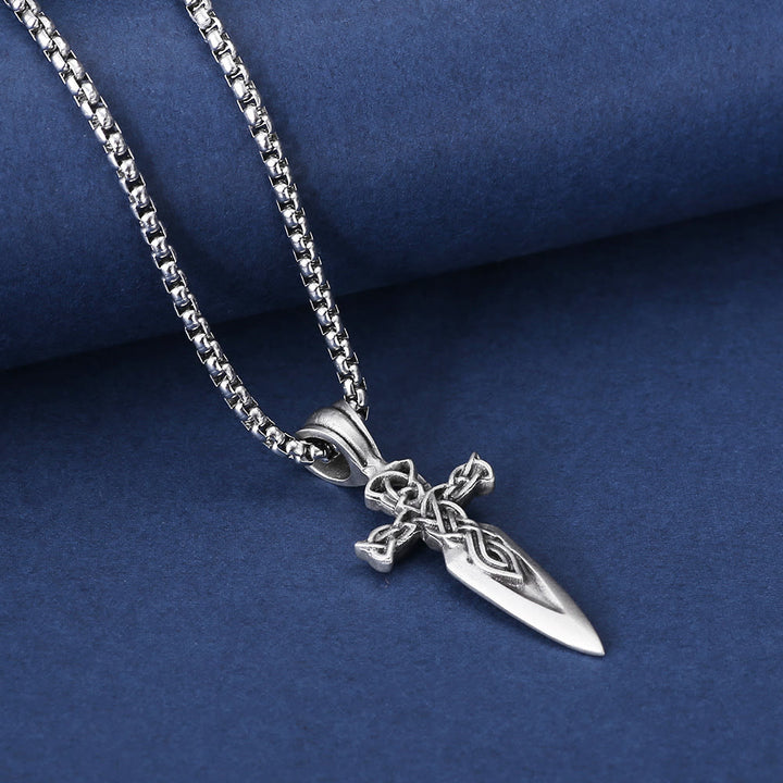 WorldNorse Halskette mit nordischem Keltischer Knoten und Kreuz und Speer