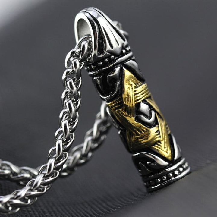 WorldNorse Bullet Hexagram Edelstahl-Kettenhalskette