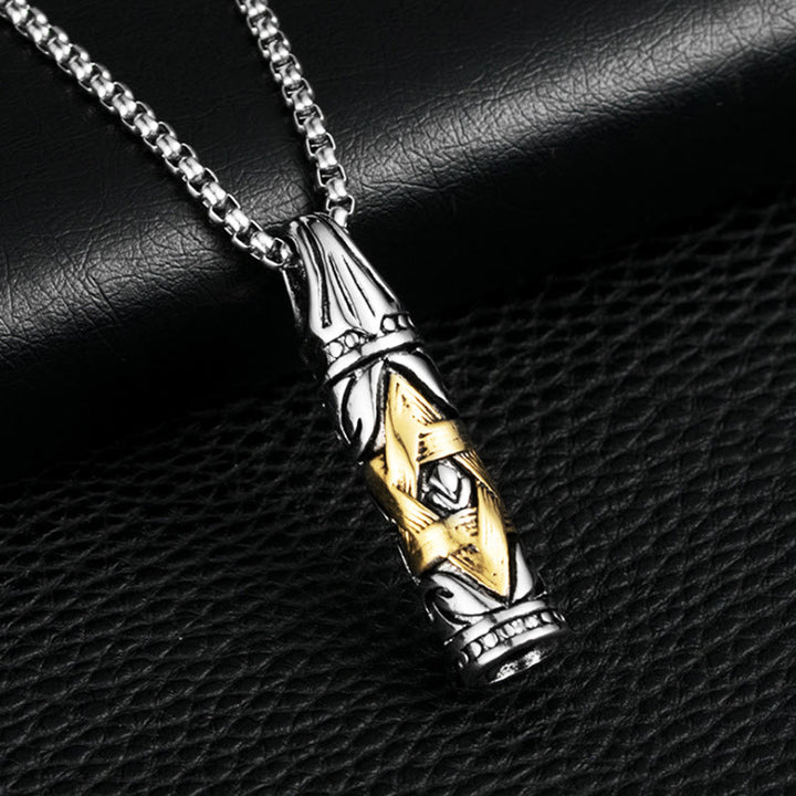 WorldNorse Bullet Hexagram Edelstahl-Kettenhalskette