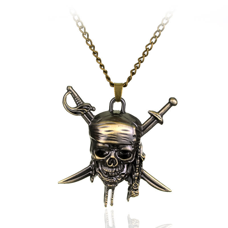 WorldNorse Punk Piratenschädel Charm Halskette