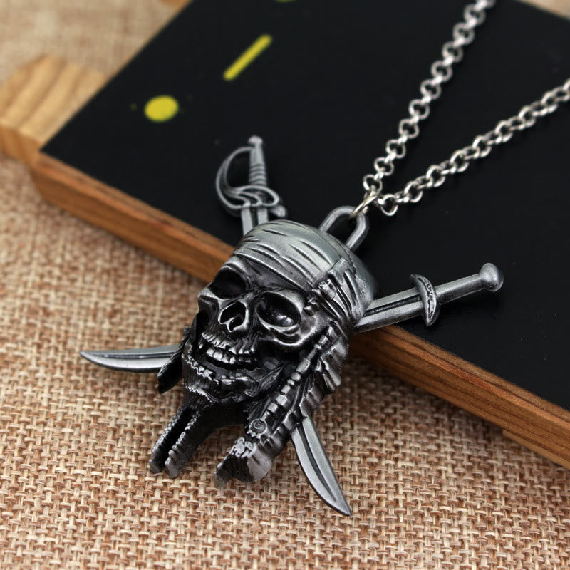 WorldNorse Punk Piratenschädel Charm Halskette