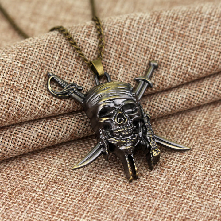 WorldNorse Punk Piratenschädel Charm Halskette