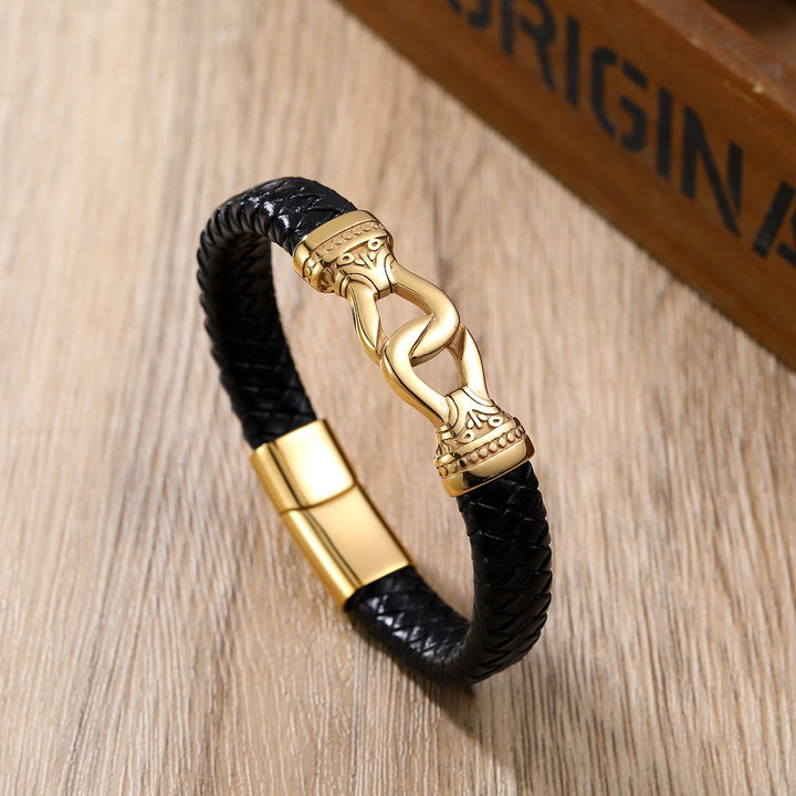WorldNorse Geflochtenes Lederarmband mit Magnetverschluss
