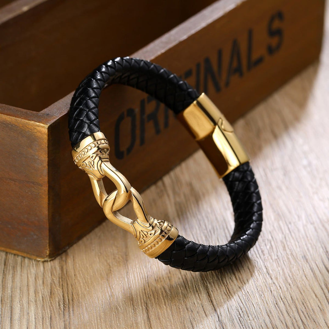 WorldNorse Geflochtenes Lederarmband mit Magnetverschluss