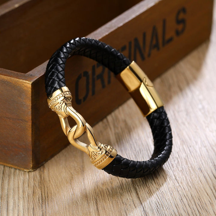 WorldNorse Geflochtenes Lederarmband mit Magnetverschluss