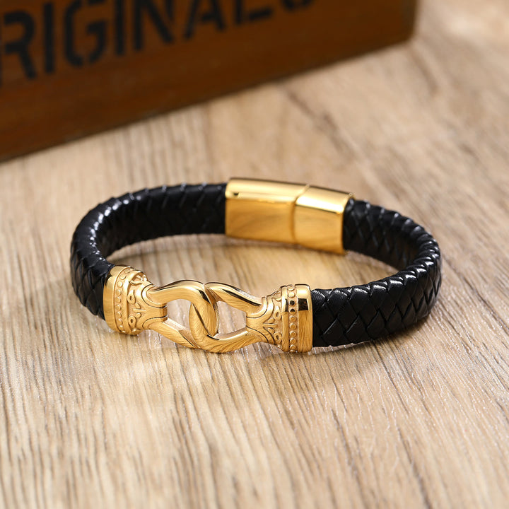 WorldNorse Geflochtenes Lederarmband mit Magnetverschluss