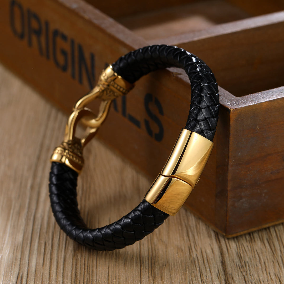 WorldNorse Geflochtenes Lederarmband mit Magnetverschluss