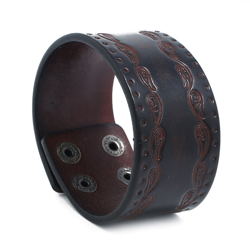 WorldNorse Armreif aus echtem Leder mit nordischem Totem