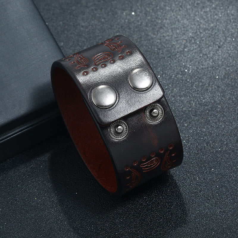 WorldNorse Armreif aus echtem Leder mit nordischem Totem