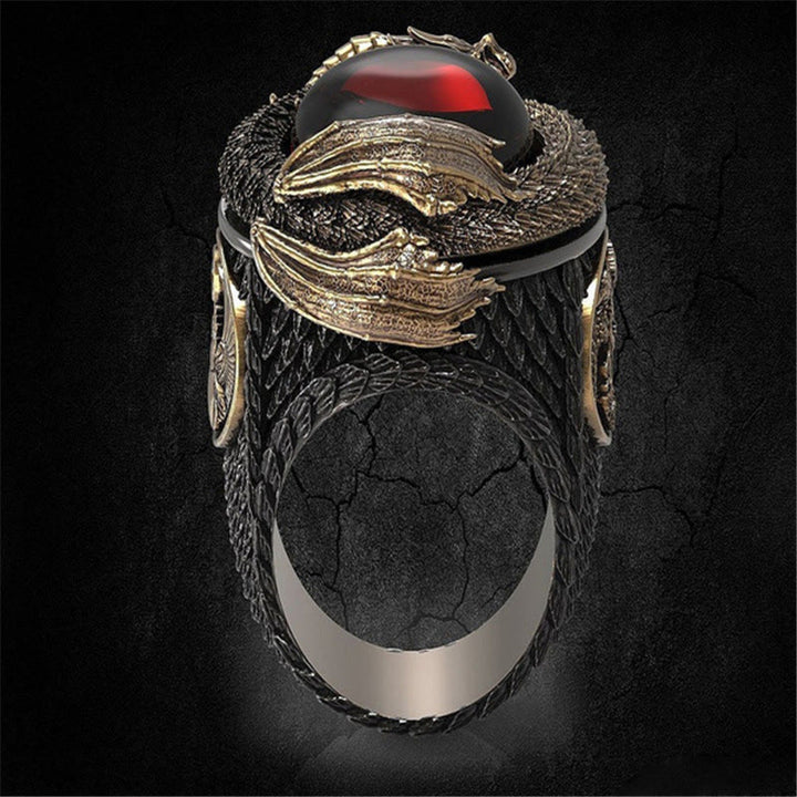 WorldNorse Viking Dragon Snake Jormungandr Intarsien Edelstein Ring