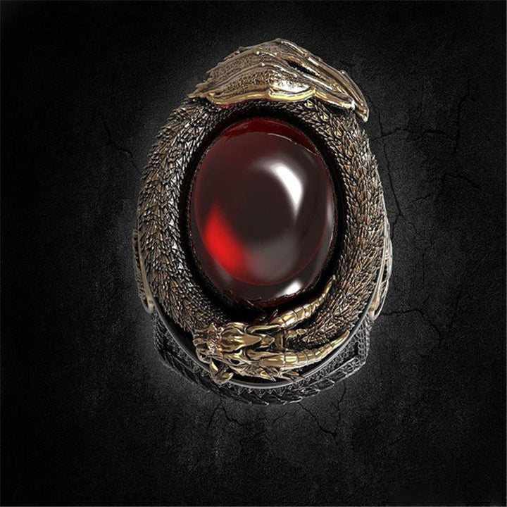 WorldNorse Viking Dragon Snake Jormungandr Intarsien Edelstein Ring