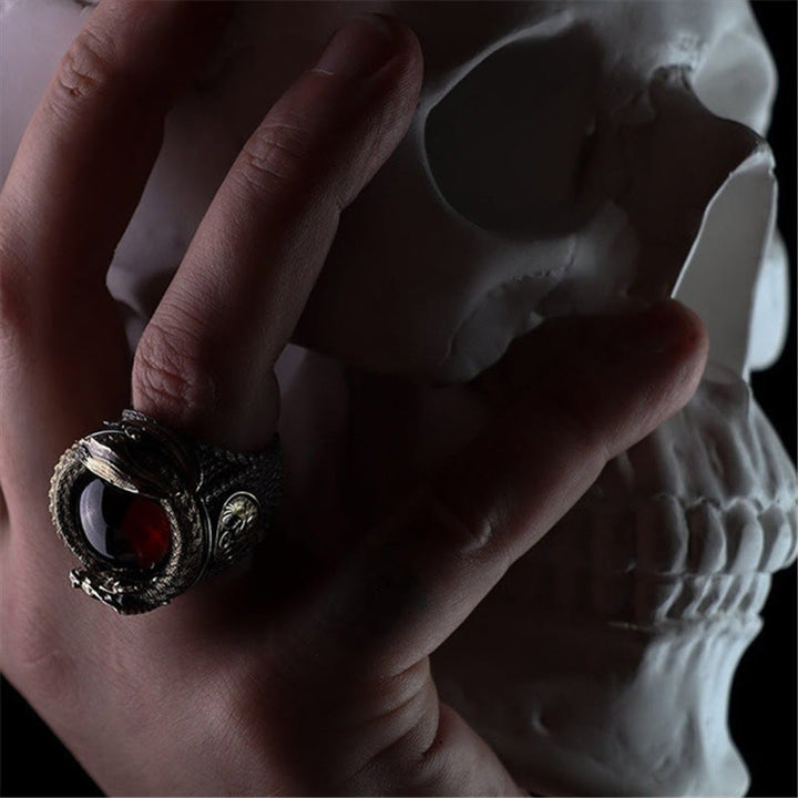 WorldNorse Viking Dragon Snake Jormungandr Intarsien Edelstein Ring - image 1