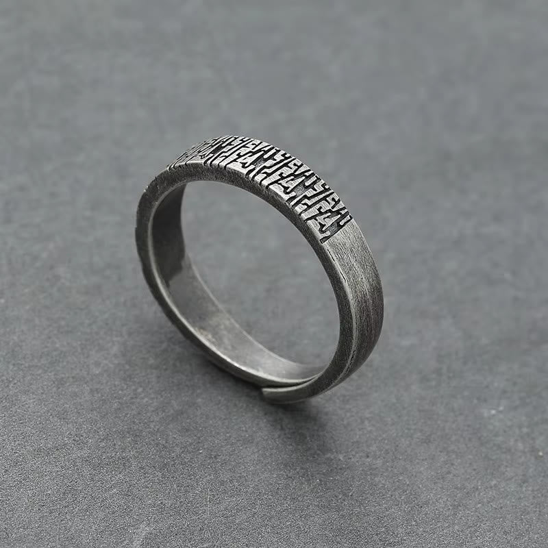 WorldNorse Verstellbarer Edelstahlring mit Retro-Holzmaserung