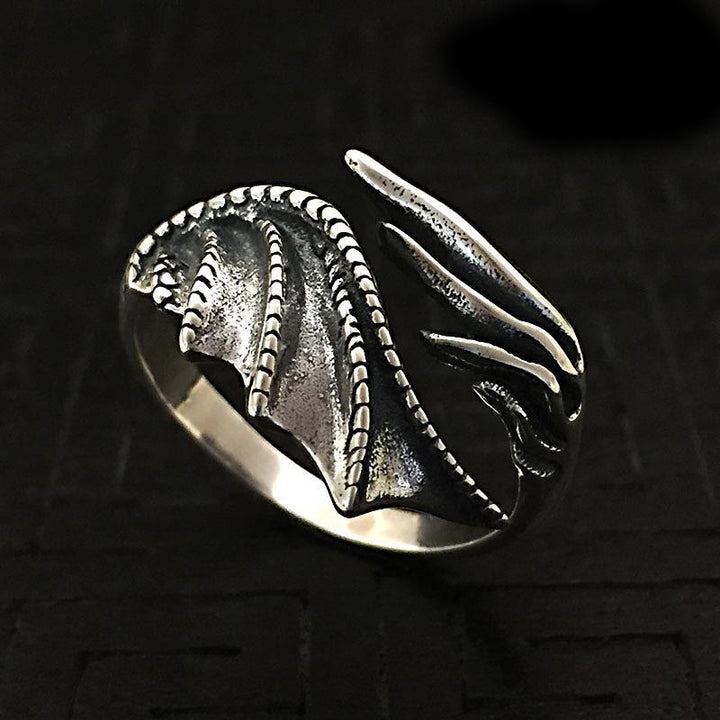 WorldNorse Gothic Verstellbarer Ring mit Drachenflügel