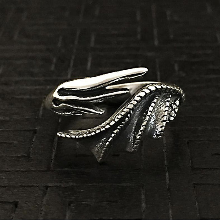 WorldNorse Gothic Verstellbarer Ring mit Drachenflügel