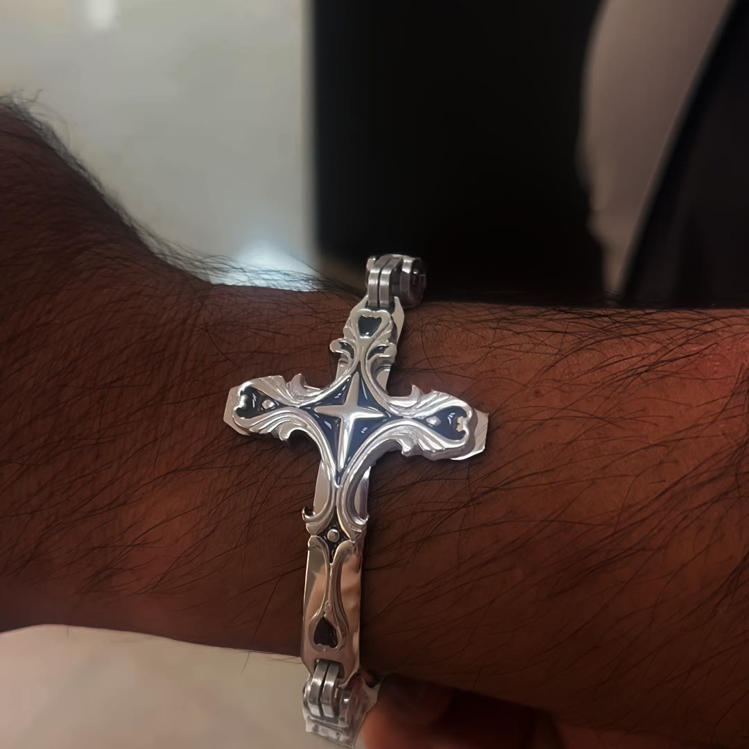 WorldNorse Byzantinisches Ketten-Charm-Armband mit Kreuz