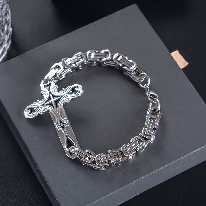 WorldNorse Byzantinisches Ketten-Charm-Armband mit Kreuz