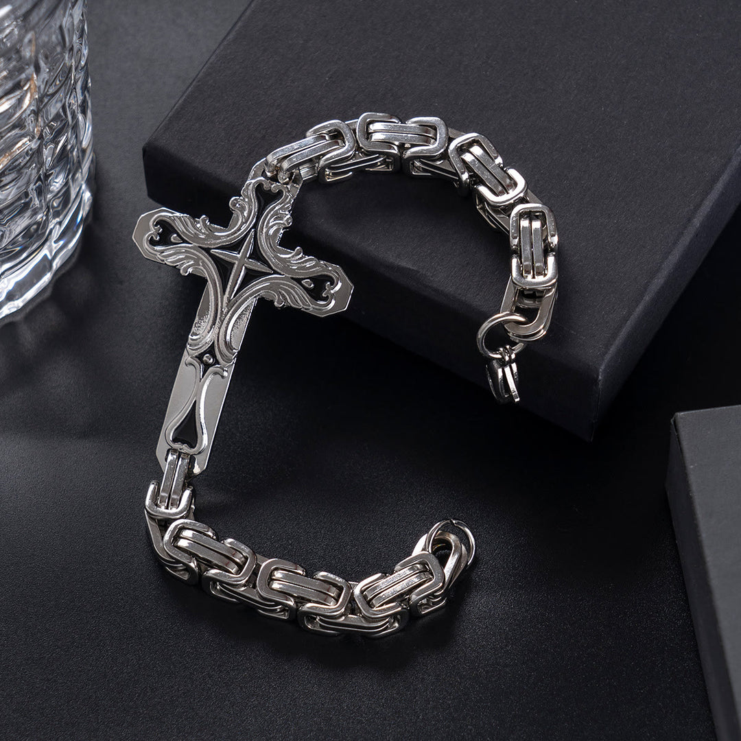 WorldNorse Byzantinisches Ketten-Charm-Armband mit Kreuz