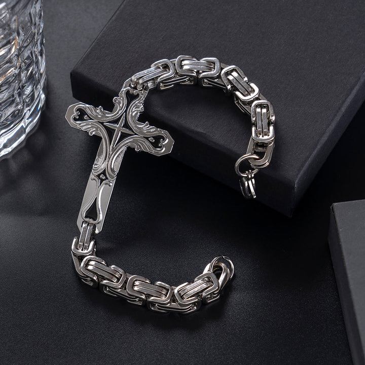 WorldNorse Byzantinisches Ketten-Charm-Armband mit Kreuz