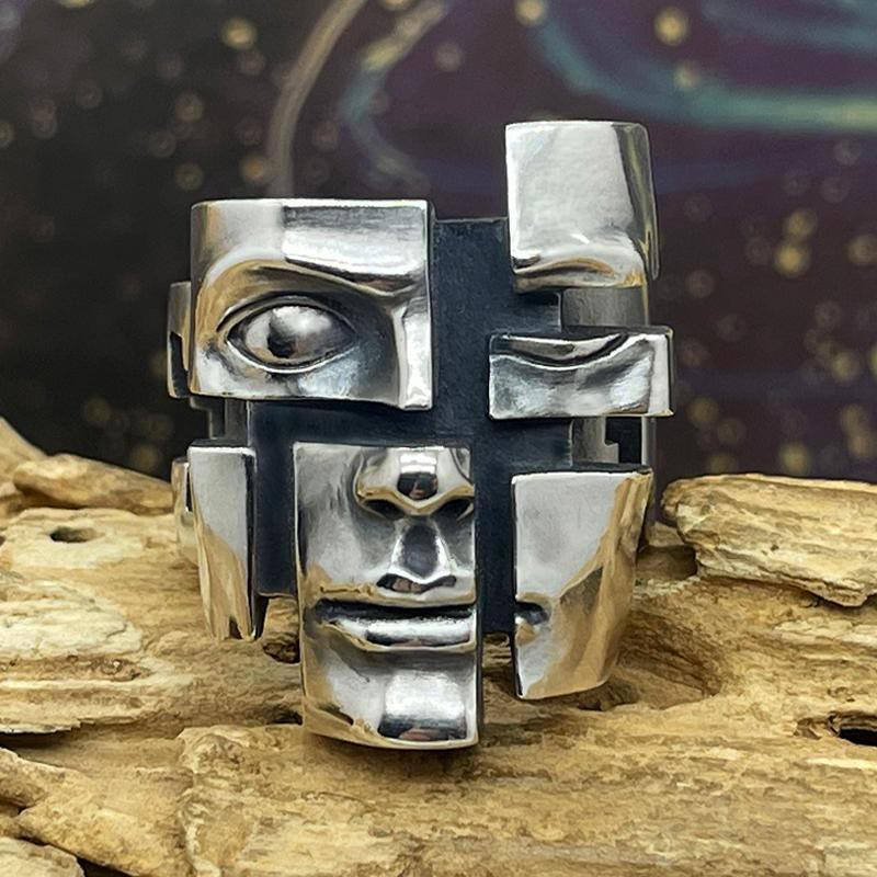 WorldNordischer Maskenring mit gespaltener Persönlichkeit - image 3