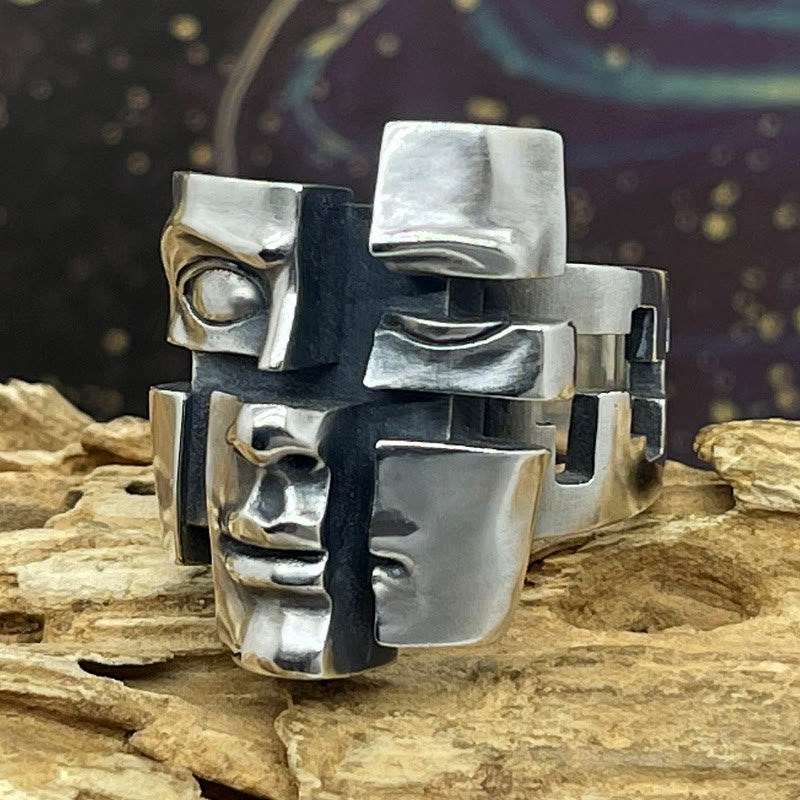 WorldNordischer Maskenring mit gespaltener Persönlichkeit - image 1