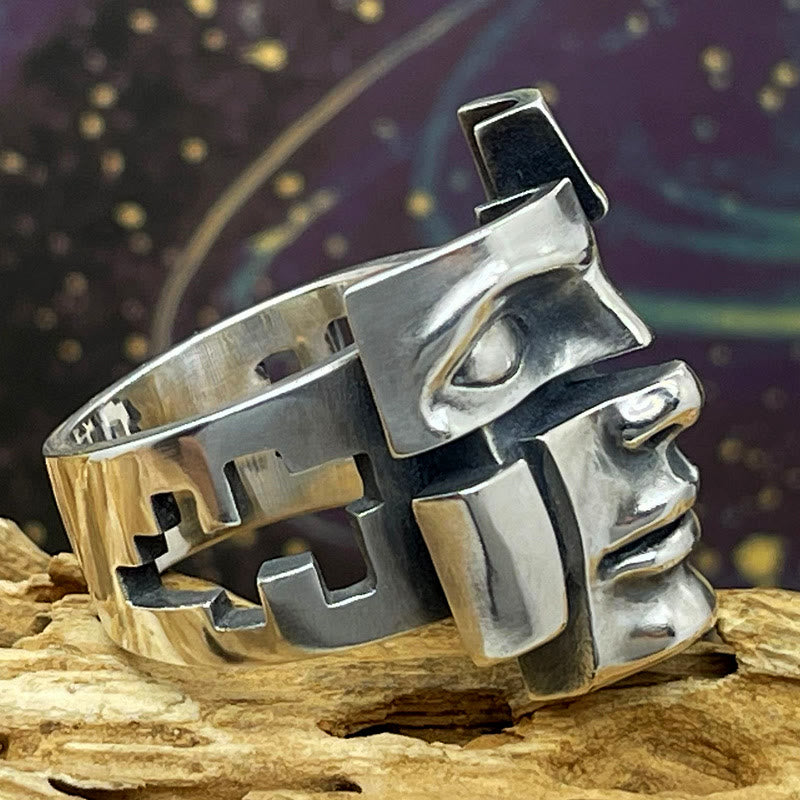 WorldNordischer Maskenring mit gespaltener Persönlichkeit - image 4